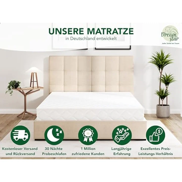 DREAMSTAR Ergo Flex XXL Duo I orthopädische7-Zonen Kaltschaummatratze I 22 cm hoch I Öko-Tex Zertifiziert I Härtegrad 2 und 3 I 160x200 cm – Bild 7