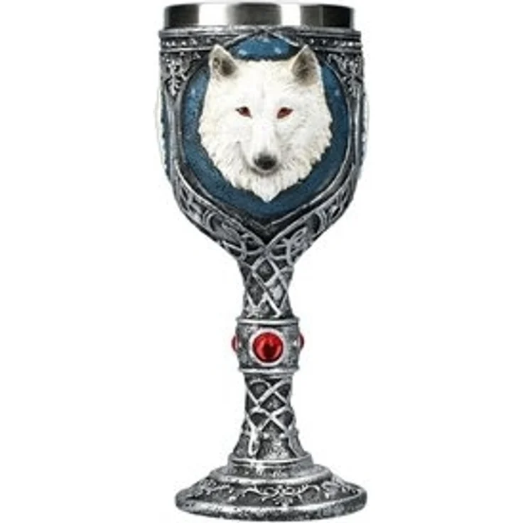 Vogler 816-1978 Weißer Wolf keltischer Kelch mit Metalleinsatz Weinkelch – Bild 6