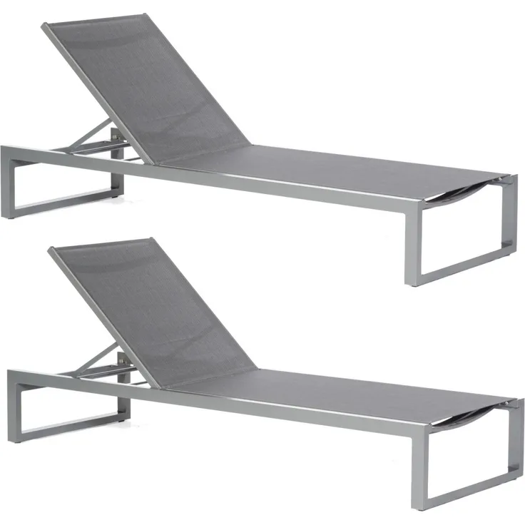 Sonnenpartner 2x Sonnenliege Argos Aluminium anthrazit/Textilen schwarz Gartenliege