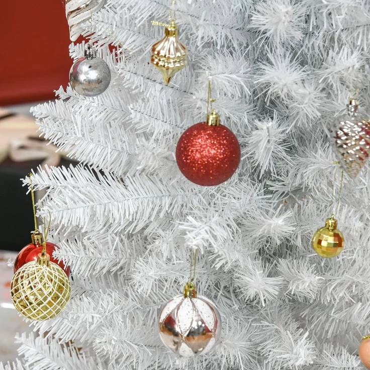 HOMCOM Weihnachtsbaum, Kunststoff, Metall, Weiß, Ø55 x 180H cm – Bild 9