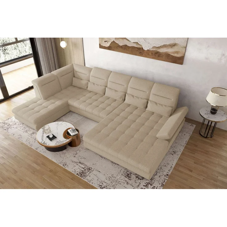 99rooms Toscana Wohnlandschaft Velours VOGUE Creme Rechts – Bild 2