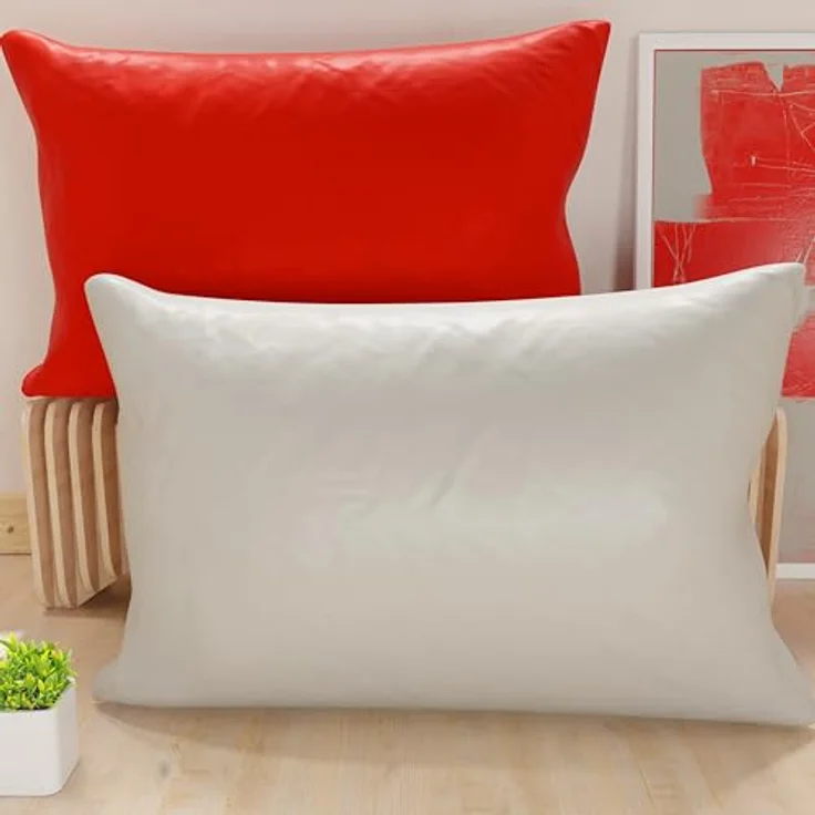 PETTI Artigiani Italiani 2er-Set Wende-Kissenbezüge 80x40 cm, hypoallergene Mikrofaser, Double-Face Rot und Grau für Schlafzimmer und Sofa
