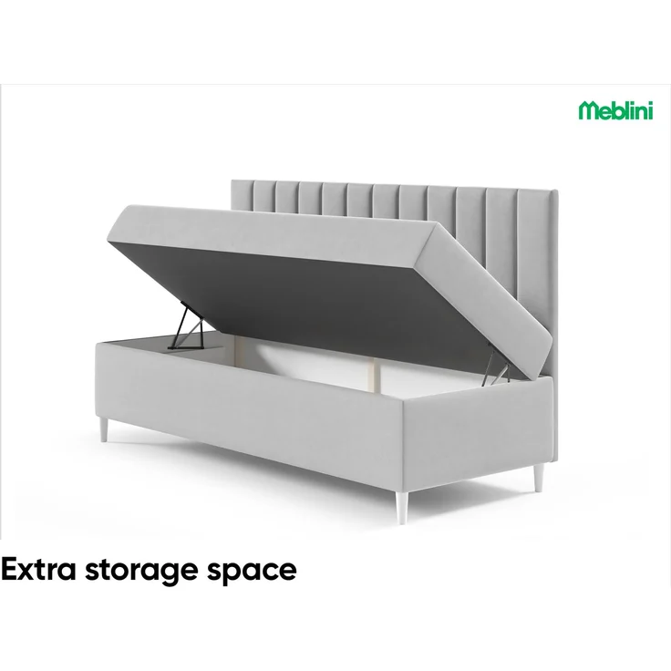 MEBLINI Kinderbett mit Bettkasten MAYA 2 100x200 – H3/Schwarz Samt Gepolstert Einzelbett mit Matratze - Polsterbett mit Stauraum - Bett mit Kopfteil – Stauraumbett – Bild 5