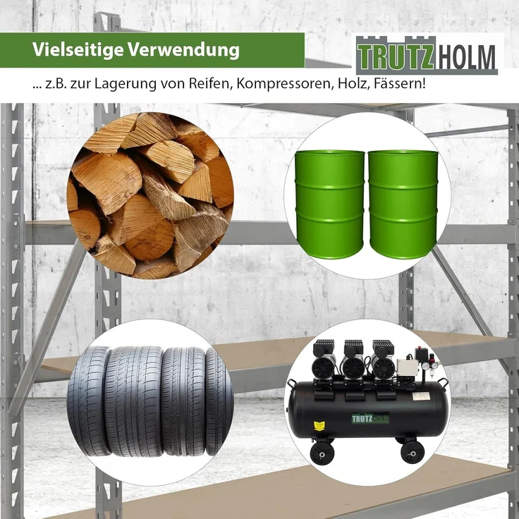 Schwerlastregal Emil 180x190x60 cm 3200 kg aus Stahl Stecksystem 4 Fachböden Pickregal Lagerregal – Bild 7