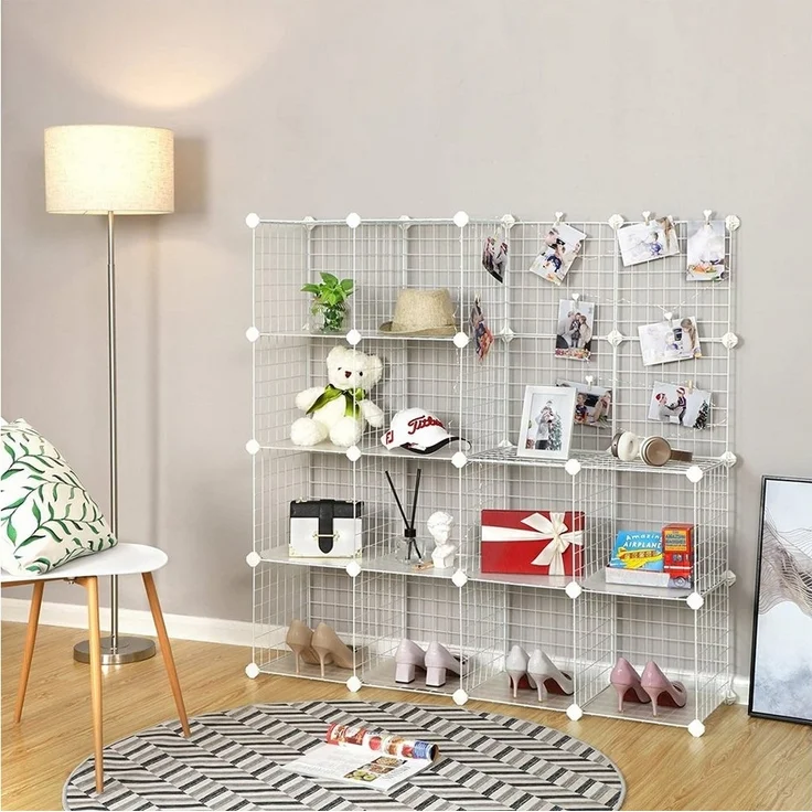 SONGMICS Regalwürfel LPI44H, Steckregal, Schuhregal, Regalsystem mit 16 Würfel – Bild 3