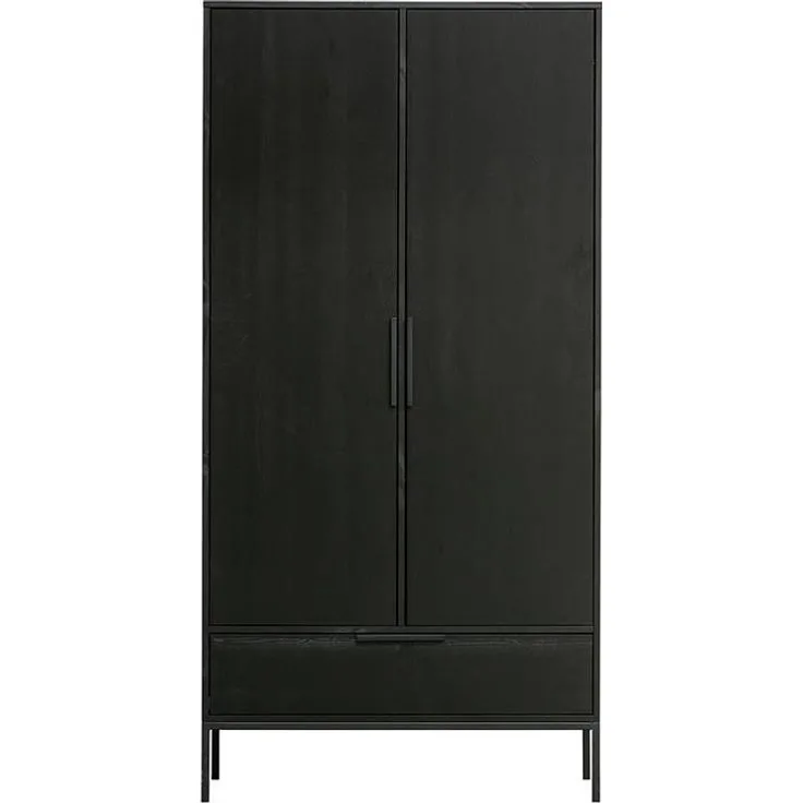 Kleiderschrank Adam Türen / Schublade, Schwarz