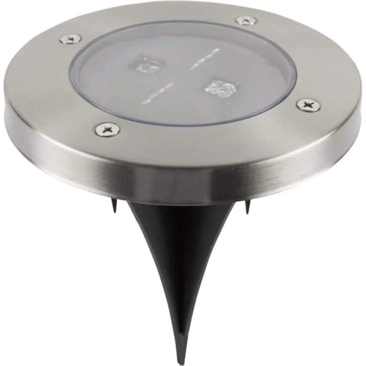Ranex 5000.389 LED Solar Bodeneinbaustrahler rund mit Außen-Bodenbeleuchtung Edelstahl Edelstahl IP44 Garten 1 Glühbirne(n)