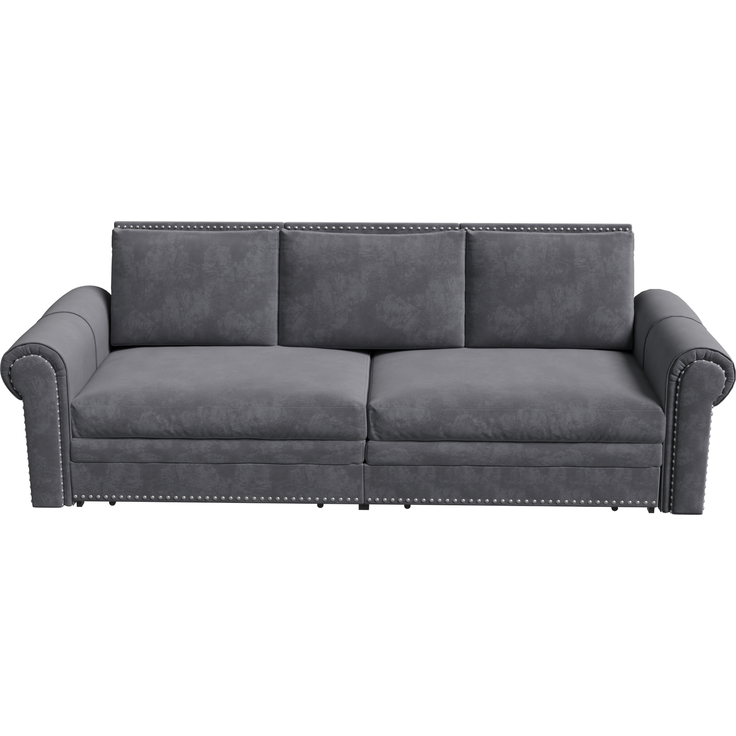 Schlafsofa 238x90x98 cm, 3-in-1 ausziehbar mit Samtbezug und verstellbaren Rückenkissen, Ohne Matratze – Bild 8