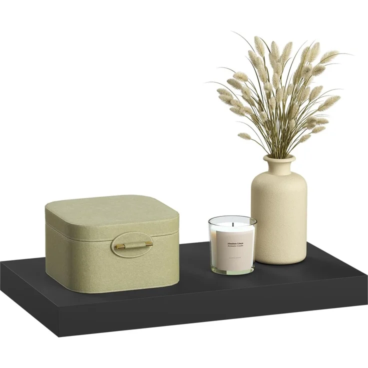 eSituro Wandregal, schwebendes Regal für Wandmontage, Schweberegal Hängeregal Wandbrett im Wohnzimmer Schlafzimmer Küche Badezimmer, schwarz modern, MDF, 30 x 3,8 x 22,9 cm – Bild 1