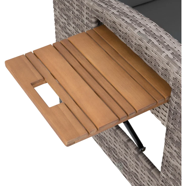 Greemotion 'Bahia Tobago' Rattan-Lounge mit Bettfunktion inkl. Hocker, Grau, 117 x 93 x 74 – Bild 4