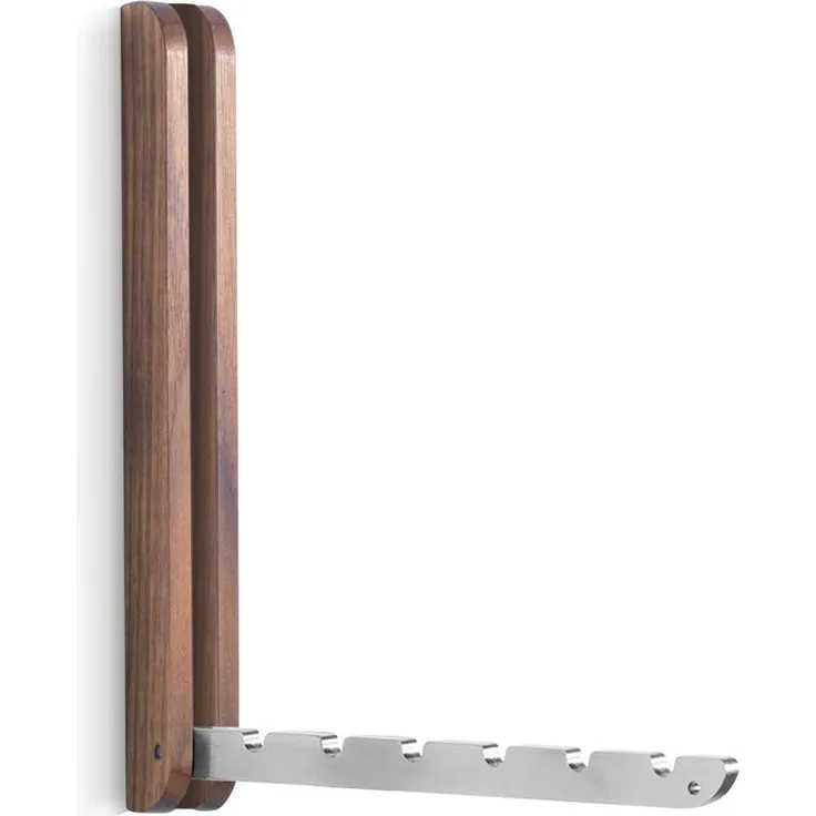 Eleganter, klappbarer Kleiderhaken von side by side Wandhaken Nussbaum