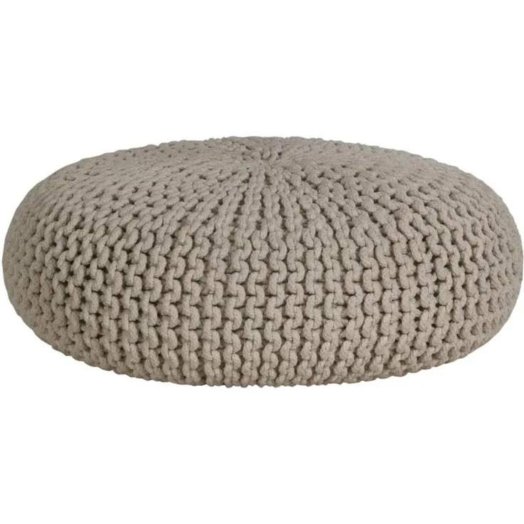 Homescapes Pouf Großer Strickpouf 100% Baumwolle, natur