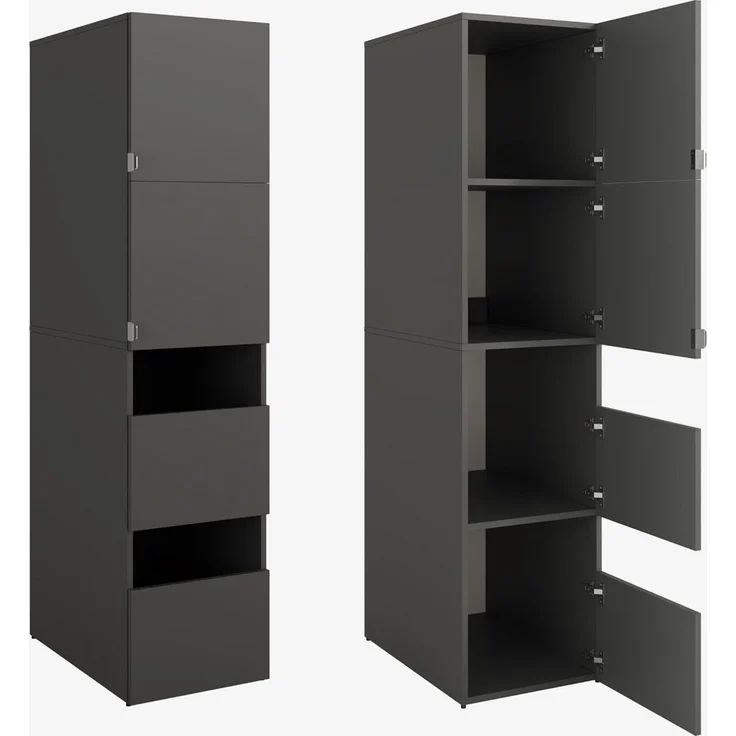 PLATAN ROOM Hochschrank Badschrank Beatrice 187 x 45 x 65 cm Wäscheschrank Badregal Schrank für das Badezimmer (Anthrazit, 45 cm breit) – Bild 1