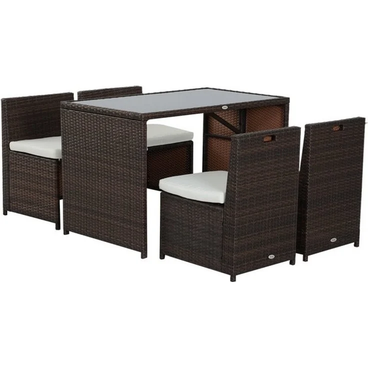 Outsunny Sitzgruppe Polyrattan Garnitur als 5-teiliges Set – Bild 4