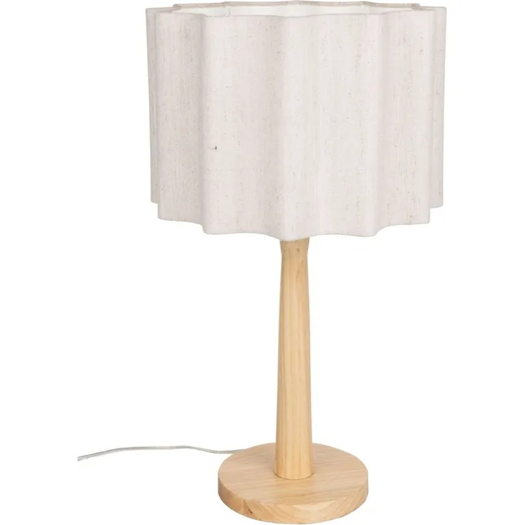 Tischlampe Scallop Dutchbone mit Jute-Lampenschirm und Holzfuß
