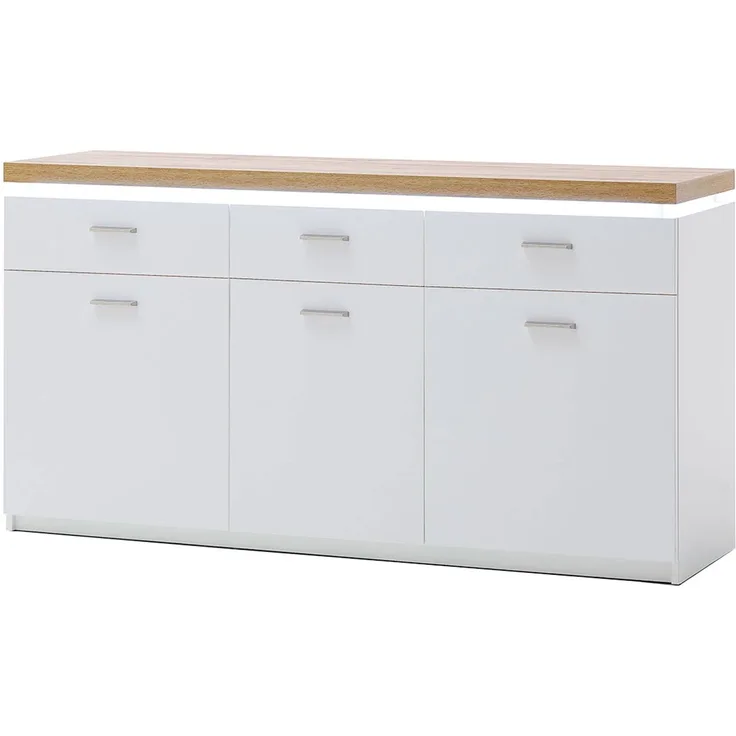 Sideboard Celine / Cali, Holzwerkstoff, Weiß, Holzfarben, 156 x 83 x 44 cm