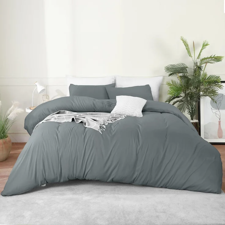 Utopia Bedding Bettbezug-Set mit Kissenbezügen – 3-teiliges Bettwäsche-Set mit Reißverschluss – 1 Bettbezug mit 2 Kissenbezügen – weich gebürstete Mikrofaser (Kingsize, Grau). – Bild 8