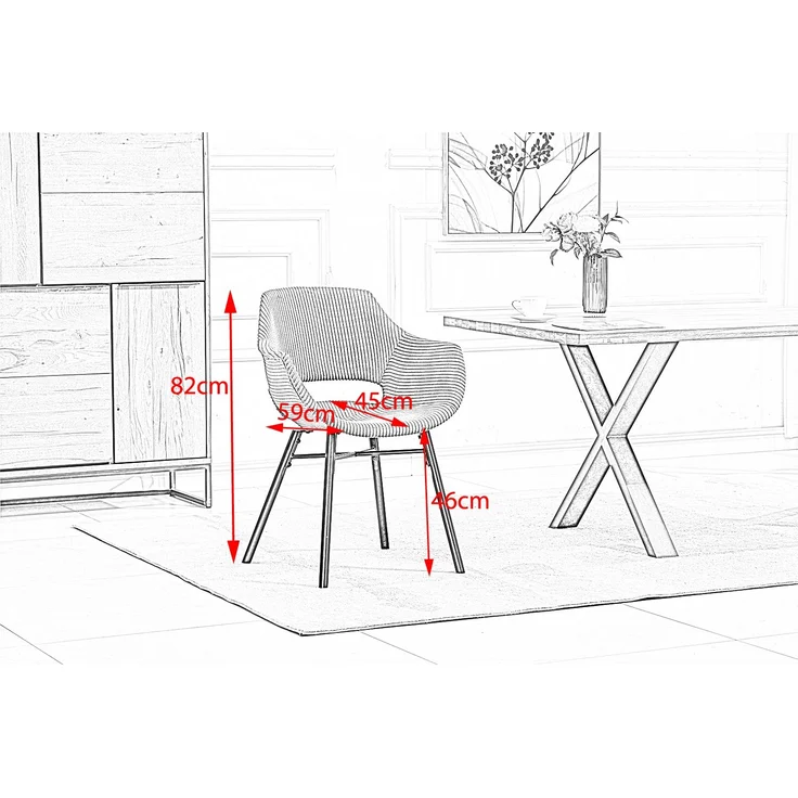KAWOLA Stuhl ZAJA Esszimmerstuhl Cord grau 82 x 59 x 57 cm – Bild 9