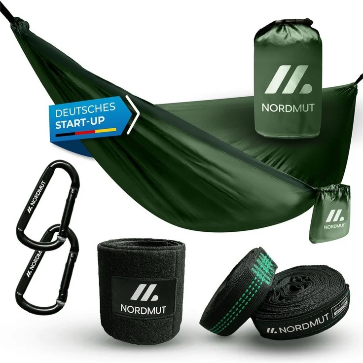 Nordmut Hängematte NORDMUT® Ultraleichte Hängematte Outdoor [mit Befestigungs-Set], extrem robust, kompakt, vielseitig einsetzbar – Bild 1