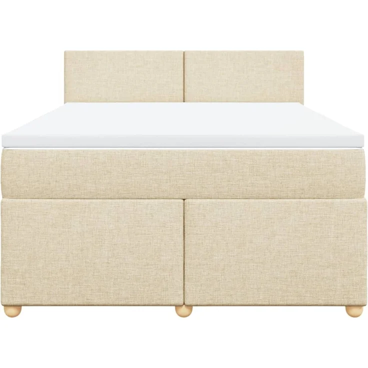 vidaXL Boxspringbett mit Matratze Creme 160x200 cm Stoff 3289029 – Bild 6