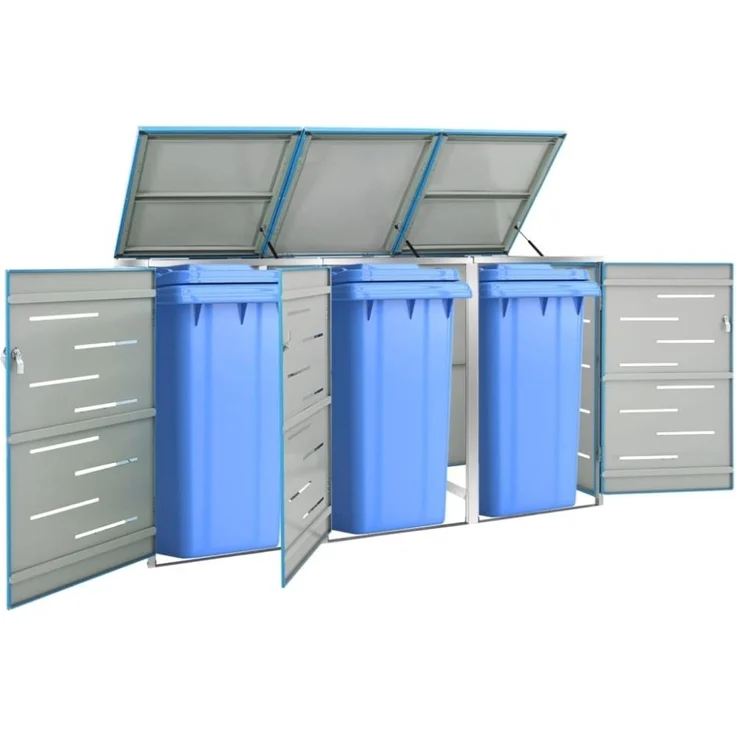 vidaXL Mülltonnenbox für 3 Tonnen 207x77,5x112,5 cm Edelstahl 149568 – Bild 1
