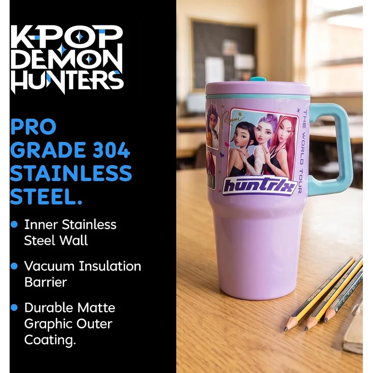 K-Pop Demon Hunters Trinkflasche Kinder Flasche 640 ml mit Motiv für Schule Freizeit und unterwegs – Bild 3