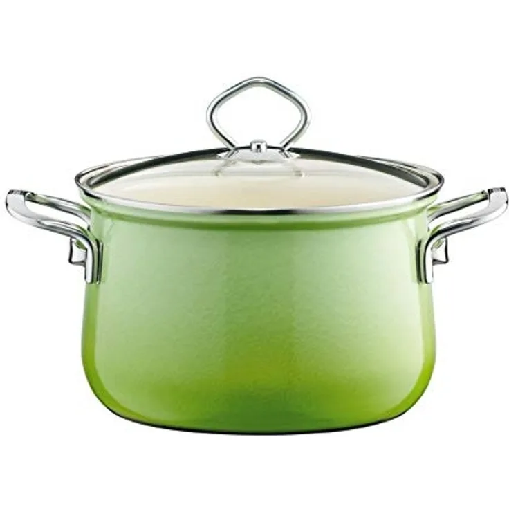 Riess Fleischtopf mit Glasdeckel Ø24cm 6 Liter Emaille Nouvelle Smaragd