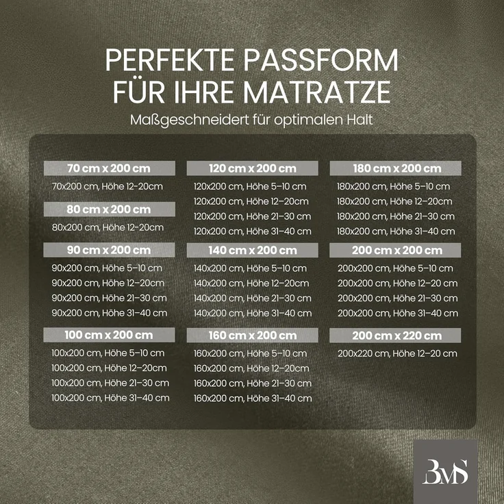 Mako-Satin Spannbettlaken dark olive 200x220cm – Bild 5