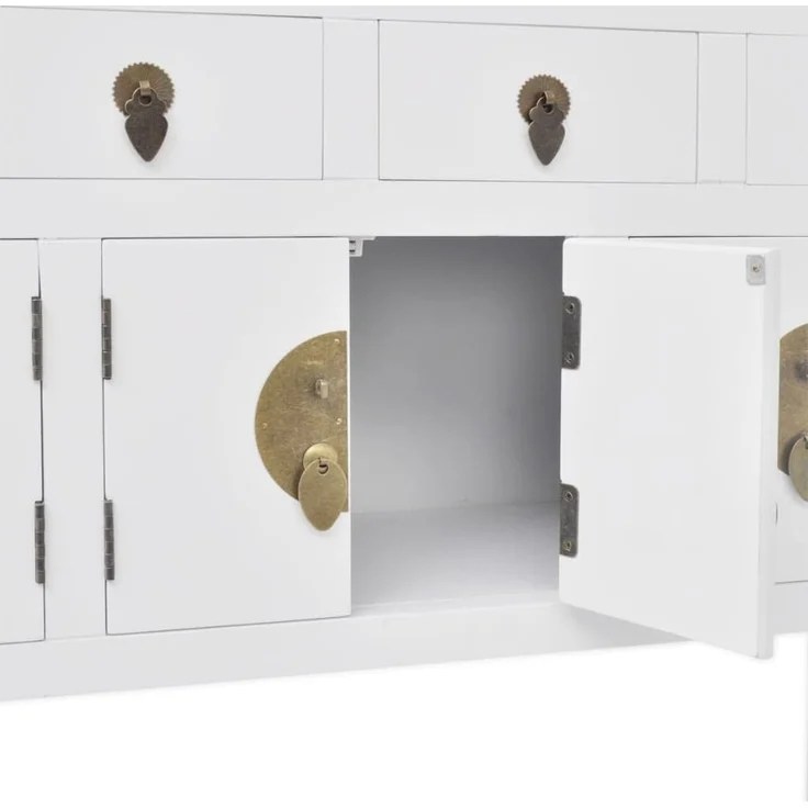 vidaXL Sideboard im chinesischen Stil Massivholz Weiß 95 x 24 x 91 cm (L x B x H) – Bild 7