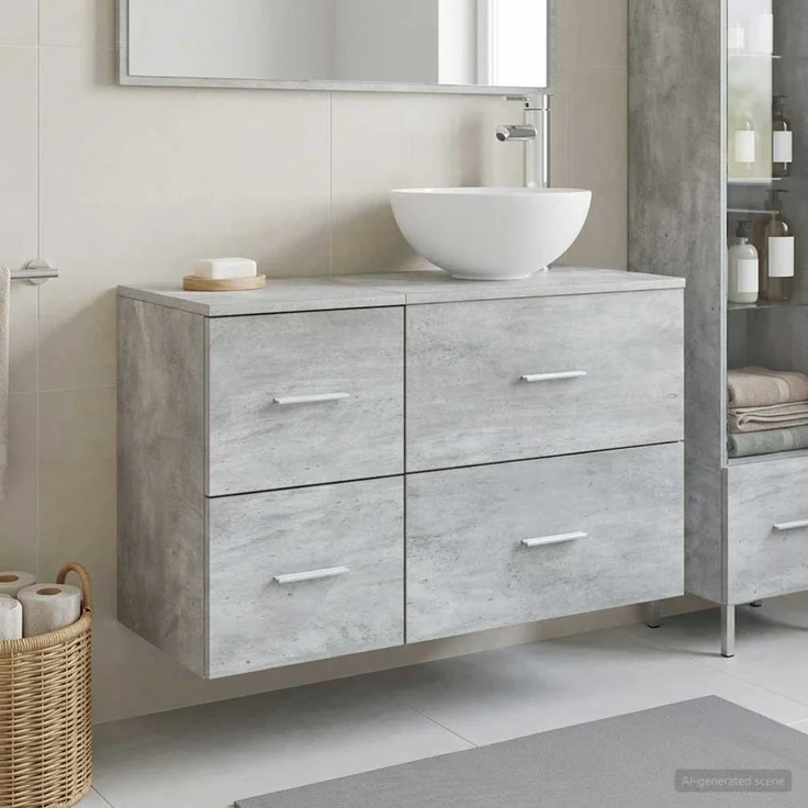 vidaXL Badezimmerschrank-Set 2 stk. Betongrau 79,5 x 35 x 80 cm 3403947 – Bild 1