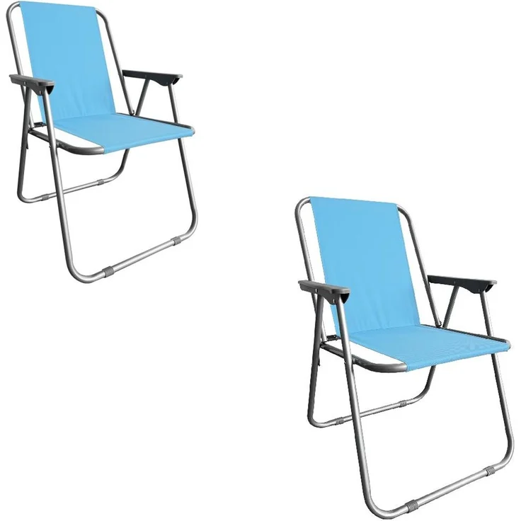 Campingstuhl Anglersessel Gartenstuhl Sessel mit Armlehne hellblau 2er Set