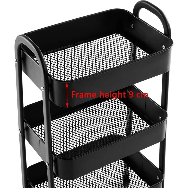 DOEWORKS Rollwagen Metall Küchenwagen 3-Etagen Organizer Schwarz – Bild 6