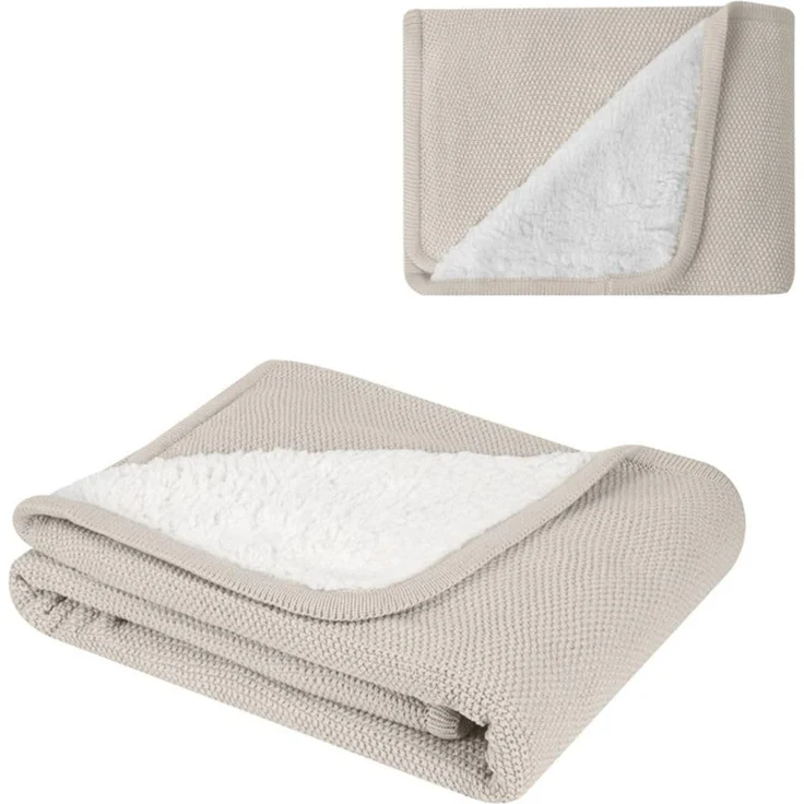 Kikkaboo Babydecke gestrickt Dream big 100 x 75 cm, Schmusedecke, 100% Baumwolle hellbraun – Bild 1