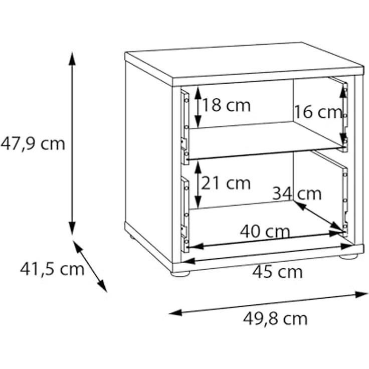 FORTE Nachtkommode Alice Springs, Schubkästen mit Vollauszug, Push to Open – Bild 6