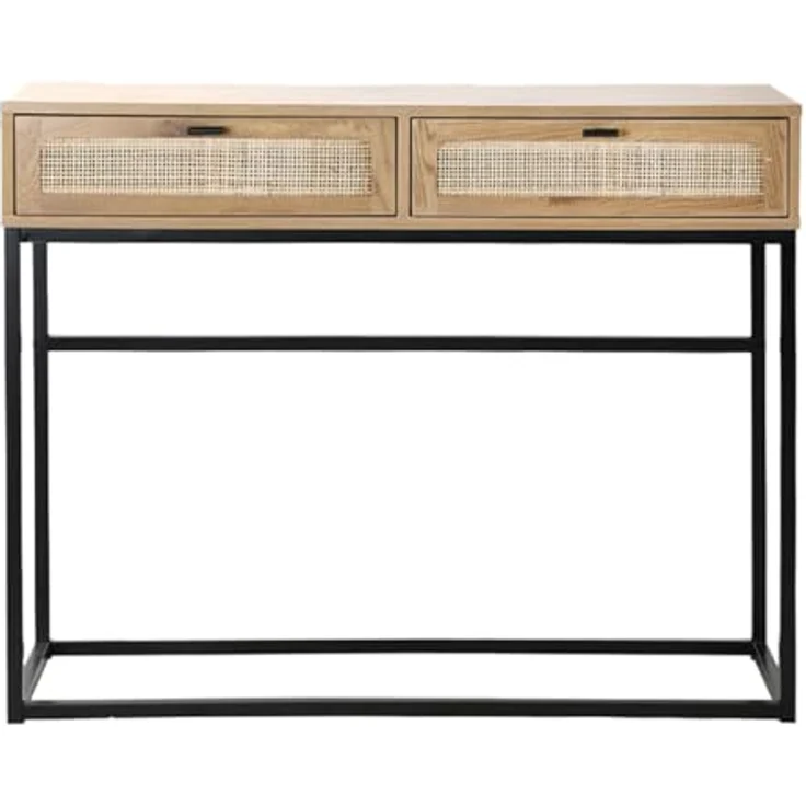Casâme 'JAYA' Konsole aus Rattan mit 2 Schubladen L100cm - Eicheneffect - Helles Holz – Bild 2