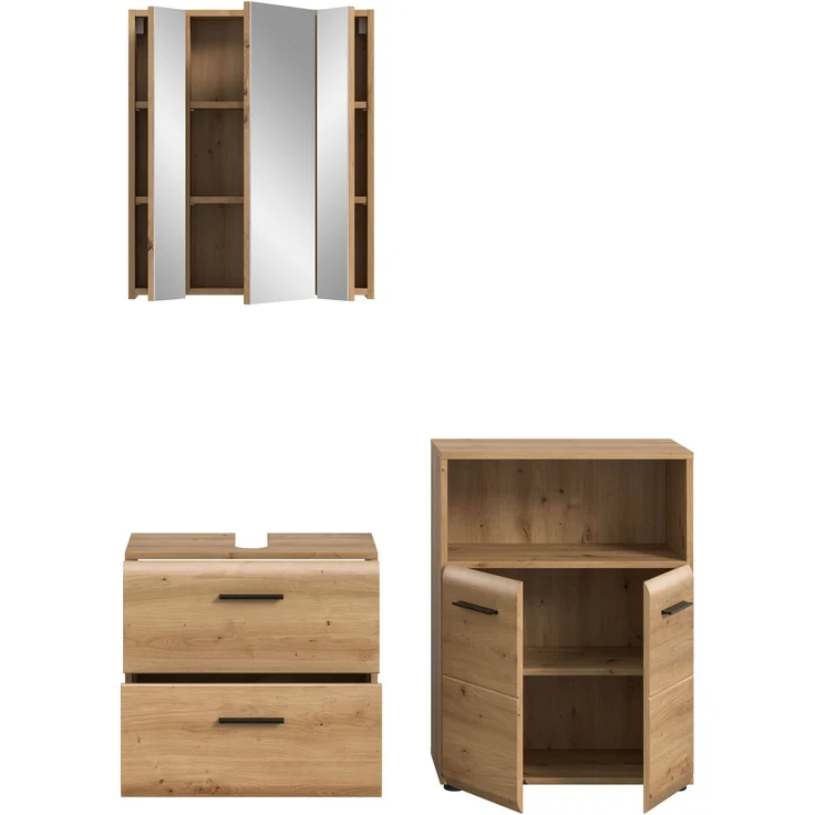 Badkombination (B/H/T: 135x185x30 cm) in Artisan Oak Nachbildung und Artisan Oak Nachbildung – Bild 3