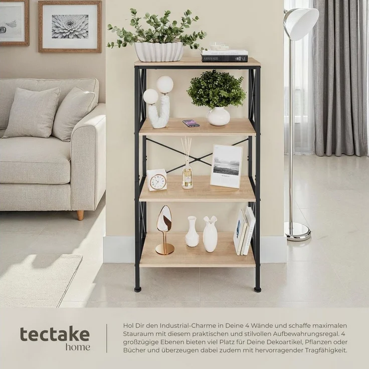 tectake Bücherregal Regal, Set 1-tlg, Industrial Style – Bild 2