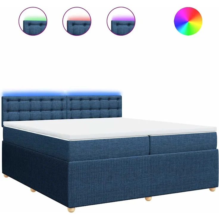 vidaXL Boxspringbett mit Matratze Blau 200x200 cm Stoff 3289883 – Bild 2