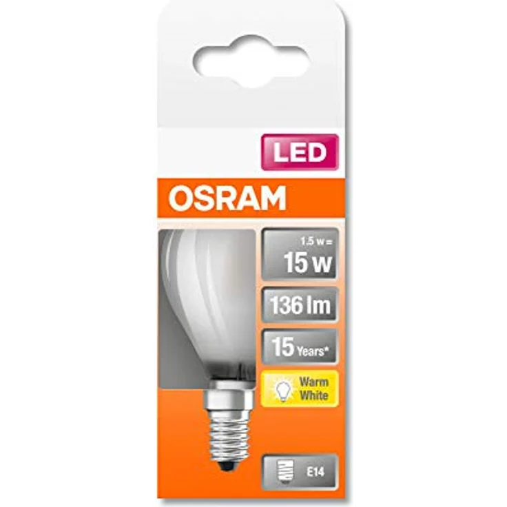 Osram LED-Leuchtmittel E14 Tropfenform, 1,5 W, 136 lm, 2700 K, smokeyfarben, 7,7 x 4,5 cm – Bild 2