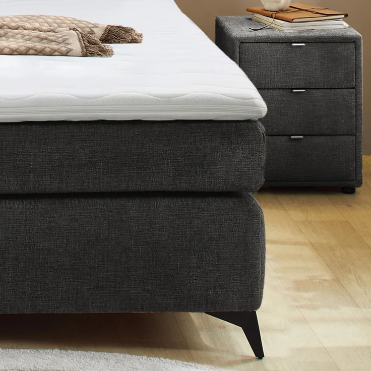 Boxspringbett 180x200 Federkern Wendematr.H2/H3 Bonell Topper Chenille Anthrazit – Bild 5