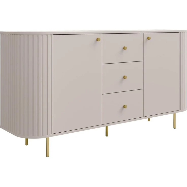 Compleo Kommode eiche cremona oder beige, drei Schubladen und zwei Türen ZANTO – Bild 2