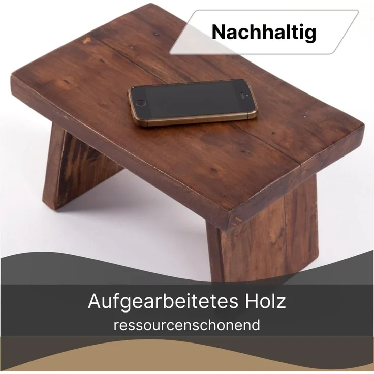 DESIGN DELIGHTS Hocker NOSTALGISCHER FUßHOCKER "SCHEMEL", Altholz massiv, Holzhocker, Farb – Bild 3