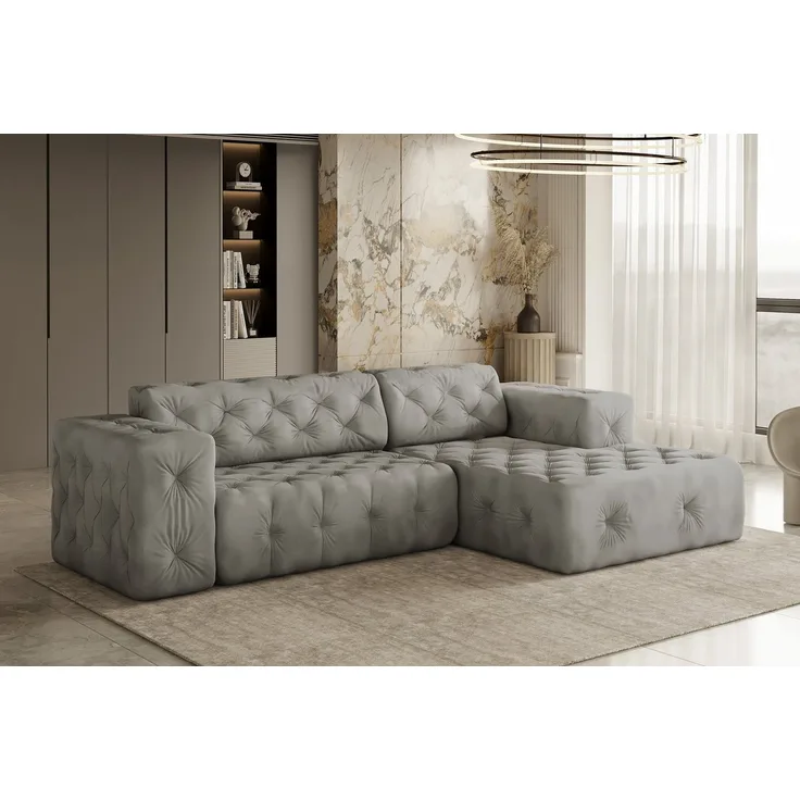Kaiser Möbel Ecksofa Freistehendes, stark gesteppt, weich, elegant LUX stoff Whisper