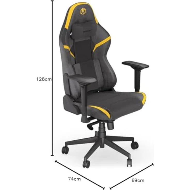 Endorfy FUR Scrim YL, Gaming Stuhl mit anpassbarer Rückenlehne und Gedächtnisschaumkissen, Schwarz, Gelb – Bild 2