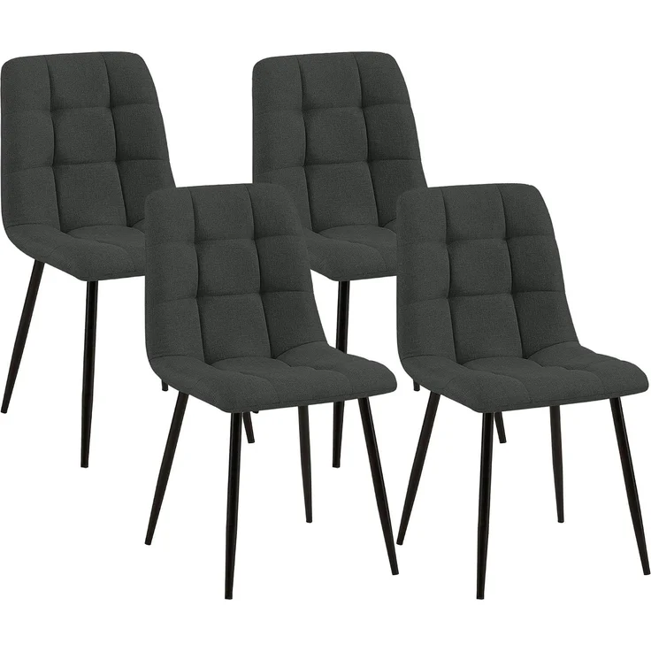 CLP 4er Set Esszimmerstuhl Tilde gepolstert mit Rückenlehne bis 150 kg belastbar - Farbe:dunkelgrau;Material:Stoff – Bild 1