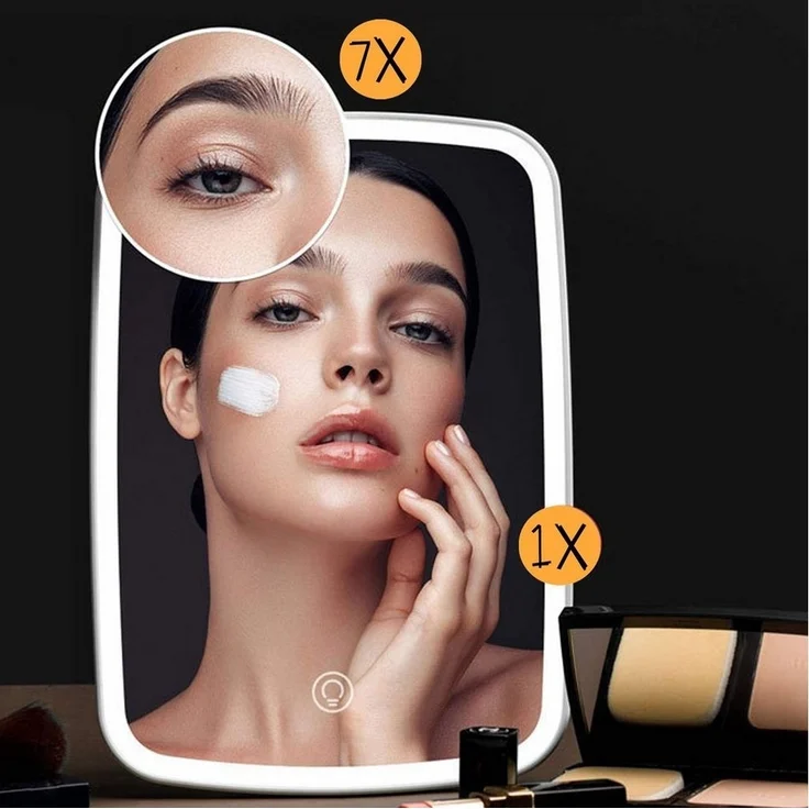Schminkspiegel Kosmetikspiegel Make-up LED + 7 Fach Vergrößerungsspiegel Lupe Rasierspiegel Spiegel Badezimmer Tischspiegel – Bild 1