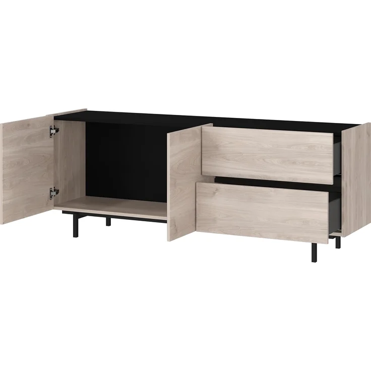 Germania Lowboard 1056-627 GW-Cantoria, in Eiche/Schwarz, Schubladen mit Selbsteinzug, 162 x 63 x 40 cm (BxHxT) – Bild 5