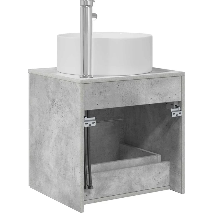 vidaXL Wandmontierter Waschbeckenunterschrank Betongrau 890321 – Bild 5