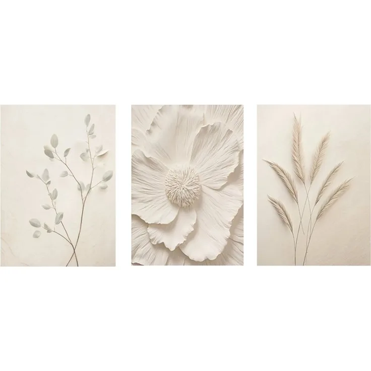 Zyronn Leinwandbild Boho Abstrakte Wandkunst,beige braun neutrale Leinwand Wandbilder, (3 St), Ohne Rahmen, Moderne Wohnzimmer Wanddekoration
