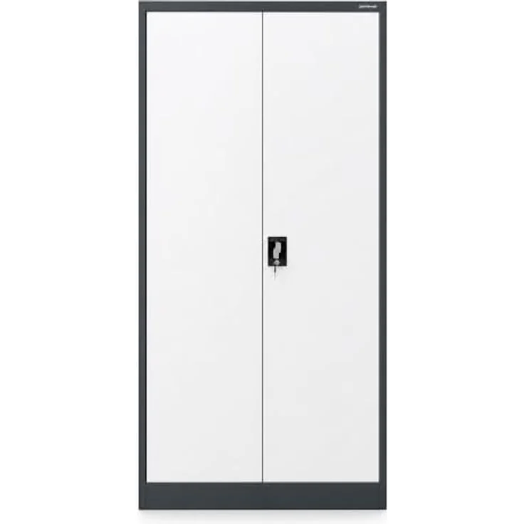 Jan Nowak Metallschrank abschließbar Aktenschrank Metall Büroschrank Ordnerschrank Archivschrank Stahlschrank mit Fachböden Schloss Stauraum für 48 Ordner Dokumente, 185 x 90 x 45 cm – Bild 6